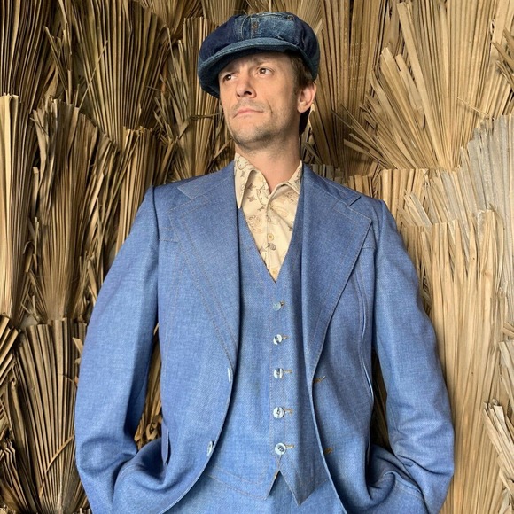 Vintage 1970s Denim Leisure Suit M/L 3 piece - Picture 9 of 12